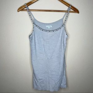 American Eagle Size Medium Gray Camisole with silver gems jewels on straps